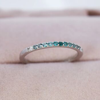 Emerald Green Ombre Half Eternity Ring Sterling Silver, 5 of 11