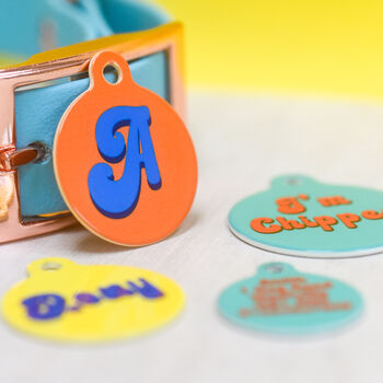 Personalised Retro Vibes Pet Name ID Tag, 6 of 12