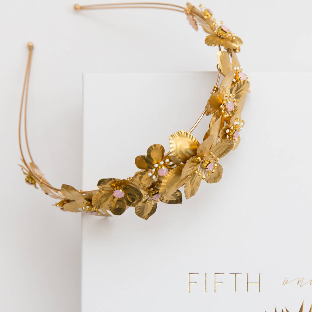 gold floral headband