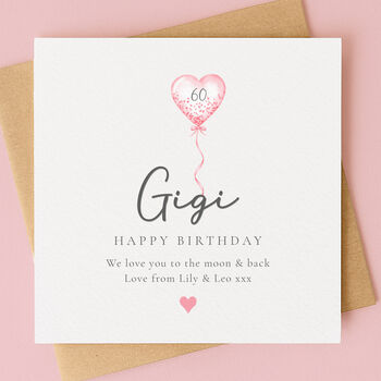 Personalised 60th Balloon Birthday Card For Her, 3 of 7