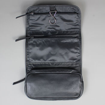 Black Leather Roll Hanging Wash Bag, 4 of 7