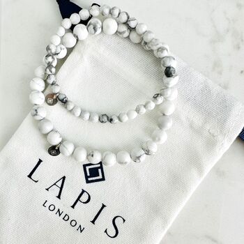 White Howlite 'Daddy And Me' Bracelet Set, 2 of 3