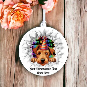Personalised Irish Terrier Birthday Break Through Dog, 5 of 7