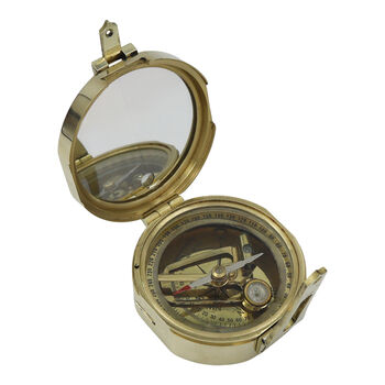 Personalised Brass Brunton Compass With Wooden Box, 7 of 11