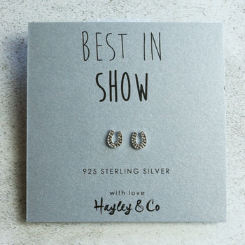 'Best In Show' Silver Horseshoe Earrings, 5 of 7