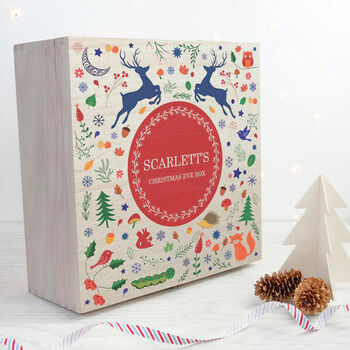 Personalised Festive Woodland Red Christmas Eve Box, 4 of 7