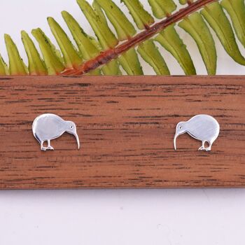 Sterling Silver Kiwi Bird Stud Earrings, 6 of 12