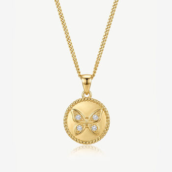 Gold Or Silver Butterfly Coin Necklace, 4 of 6