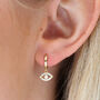 Gold Plated Or Sterling Silver Evil Eye Hoop Earrings, thumbnail 1 of 6