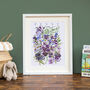 February Violets Birth Flower Print And Name, thumbnail 2 of 4