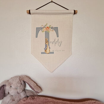 Bespoke Personalised Bunny Wall Hanger Baby/Child, 3 of 6