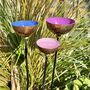 Set Of Three Colour Coated Copper Cup Rain Catchers – Pink, Blue, Lilac, thumbnail 5 of 5