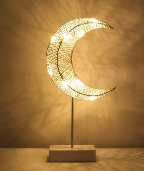 Battery Powered Decorative Moon Table Lamp LED, 2 of 8