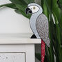 Hand Painted African Grey Parrot Door Decoration, thumbnail 1 of 5