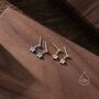 Small Moonstone Star Dangle Stud Earrings, thumbnail 2 of 10