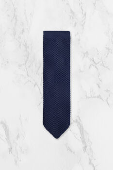 Handmade 100% Polyester Knitted Tie In Navy Blue, 3 of 7