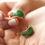 Small Green Resin Hoop Earrings In Gold Plating, thumbnail 4 of 5