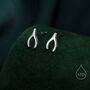 Sterling Silver Tiny Wishbone Stud Earrings, thumbnail 1 of 10