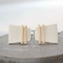 Geometric Cufflinks. Silver And 9ct Gold Pinstripe, thumbnail 7 of 7
