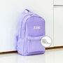 Lilac Personalised Name/Initials Unisex Mini Backpack, thumbnail 2 of 5
