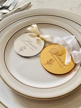 Luxury Mirrored Gold Silver Script Circle Place Setting, 2 of 12