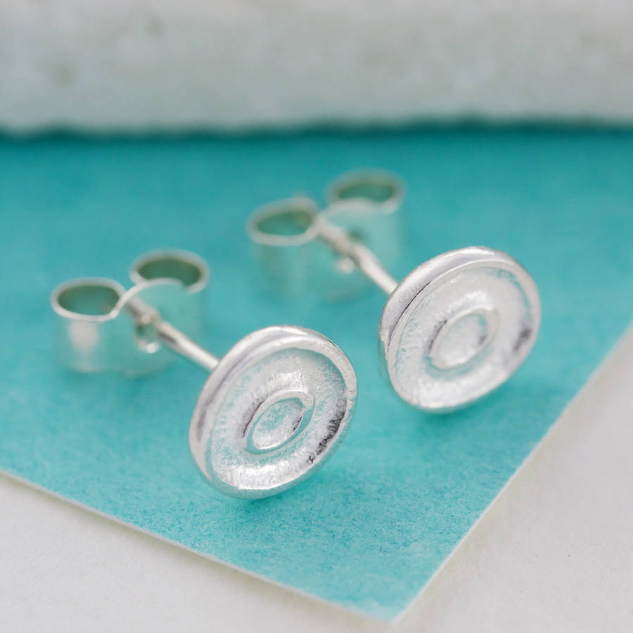 Recycled Silver Dot Earrings Handcrafted In The UK, 1 of 10