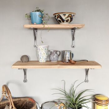 Reclaimed Wooden Shelf With Penny End Metal Brackets, 3 of 6