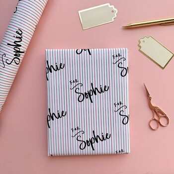 Personalised Name And Pin Stripe Christmas Paper, 6 of 7