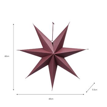 Cotton Paper Christmas Star In Berry Red, 2 of 2