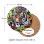 Round Coaster Wild Cat Tiger Heat And Stain Proof, thumbnail 2 of 9
