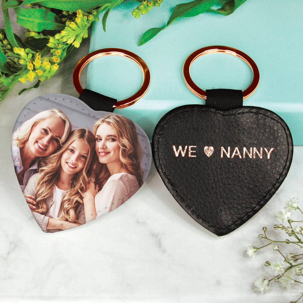 Personalised Nanny / Grandma Photo Heart Keyring, 1 of 4