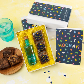 'Hooray!' Gluten Free Brownies And Gin Gift, 2 of 3