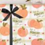 Valentine Wrapping Paper With Peach Pun Design, Three Sheet Pack, thumbnail 1 of 2