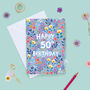 50th Birthday Card For Women, Floral 50th Card, For Her, thumbnail 1 of 2