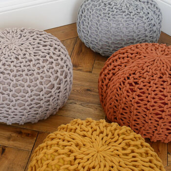 Super Chunky Knitted Footstool Or Pouffe, 3 of 6