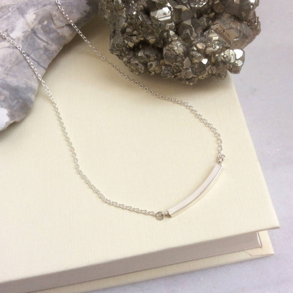 Silver Curved Bar Necklace By Genevieve Broughton