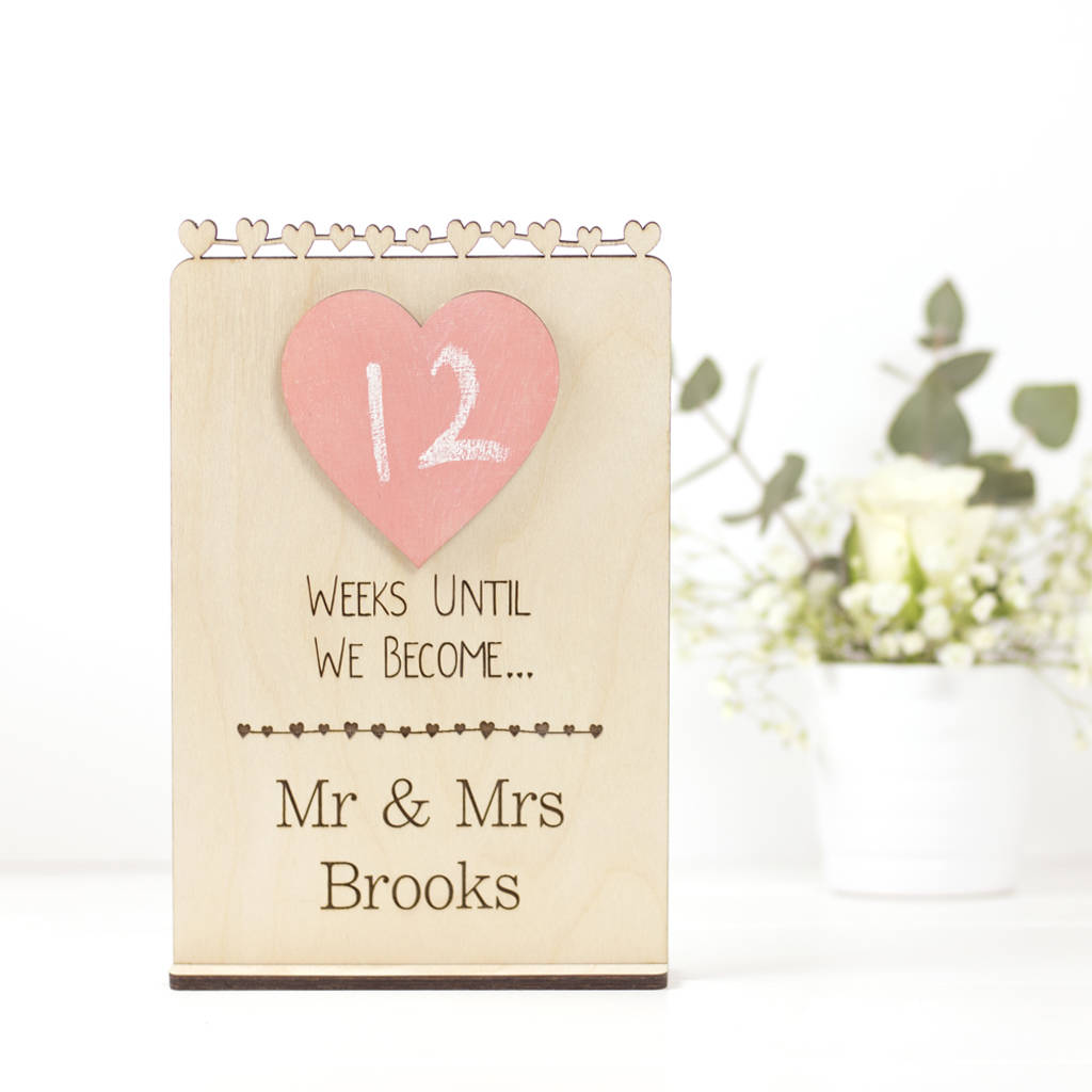 Engagement Gift Wedding Countdown Sign, 1 of 4