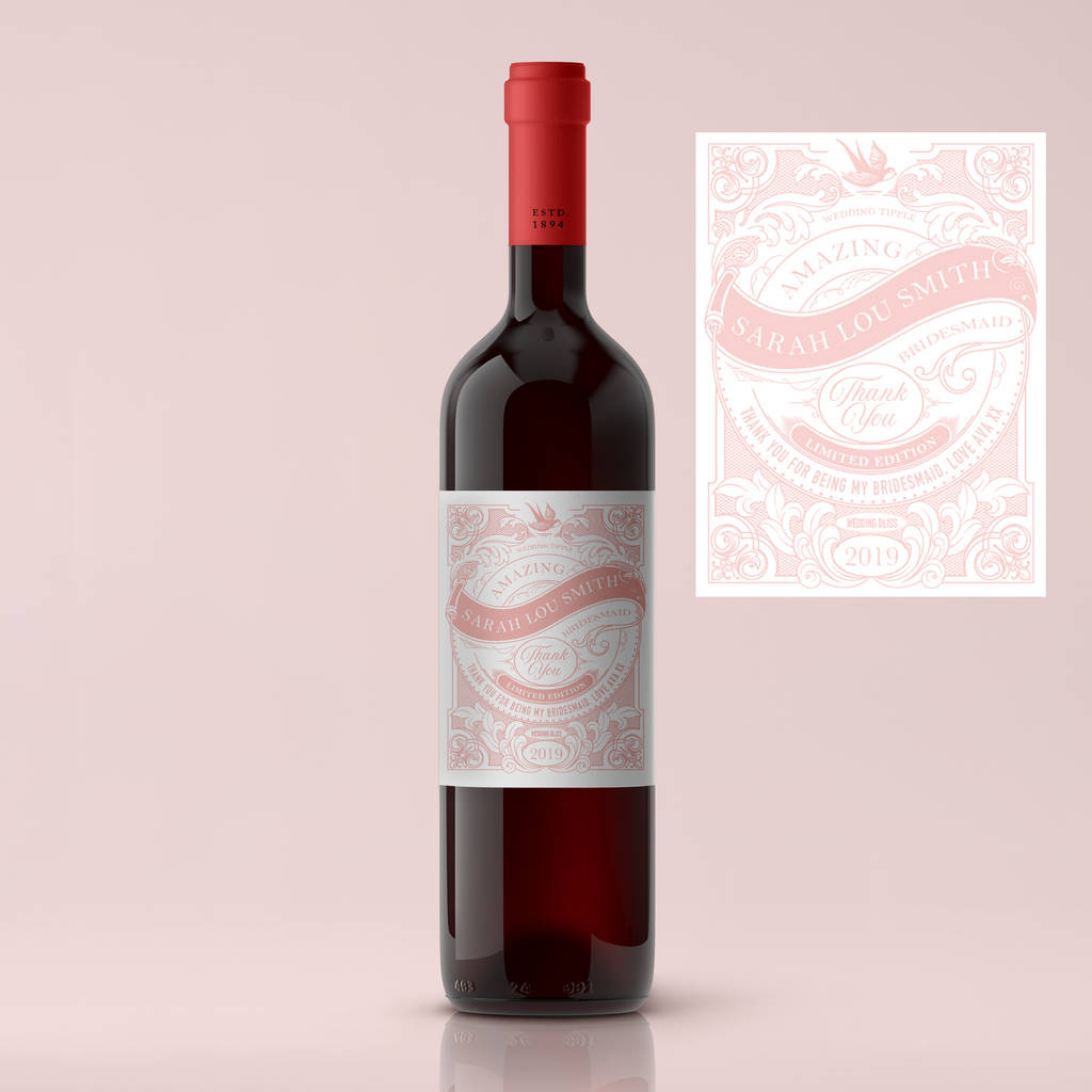 vintage bridesmaid premium red wine by oh so cherished