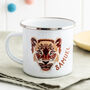 Personalised Children's Leopard Animal Face Enamel Mug, thumbnail 1 of 7