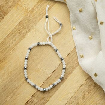 Adjustable White Crystal Beads Elegant Daily Bracelet, 2 of 8
