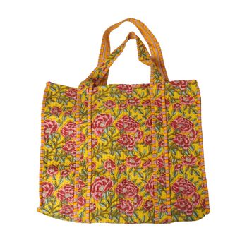 Reversible Floral Print Quilted Cotton Tote Bag, 2 of 3