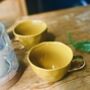 Mustard Scalloped Mug With A Gold Handle, thumbnail 3 of 3