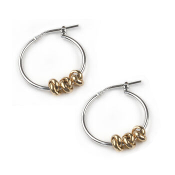 Knot Hoop Earrings In Sterling Silver With Rose/Gold, 4 of 6