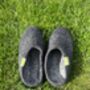 Dark Grey 100% Wool Indoor Slippers Made In Nepal, thumbnail 2 of 6