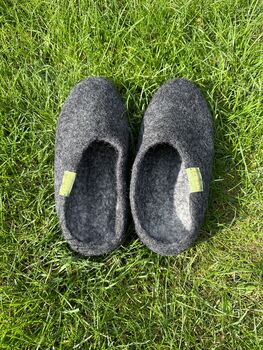 Dark Grey 100% Wool Indoor Slippers Made In Nepal, 2 of 6