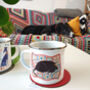 Sighthound On Crochet Blanket Enamel Mug, thumbnail 3 of 5