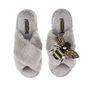 Classic Laines Slippers With Artisan Honeybee Brooch, thumbnail 5 of 7