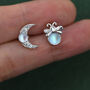 Sterling Silver Mismatched Firefly And Moon Stud Earrings, thumbnail 4 of 12