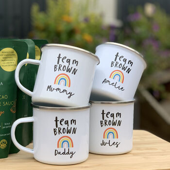 Team Enamel Mugs With Rainbow, For Family Or Work Team, 6 of 9