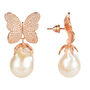 White Butterfly Baroque Pearl Plated Silver Earring, thumbnail 3 of 8